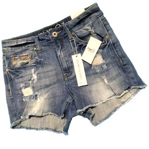 Denim Shorts Rue 21 Girls Eco Jean 5/6 High-Waisted Raw Hem NWT Waist 28"